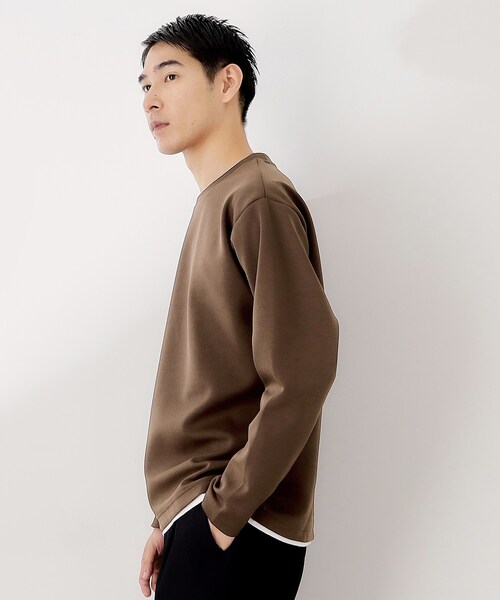 THE SHOP TK （ザ ショップ ティーケー ）の「【ラクして決まる！】レイヤード風長袖Tシャツ 洗濯機OK（Tシャツ/カットソー・メンズ・ダークブラウン/ブルー/オフホワイト/ネイビー・04/03/02）」の15枚目の写真