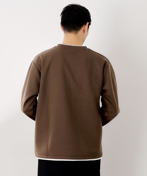 THE SHOP TK （ザ ショップ ティーケー ）の「【ラクして決まる！】レイヤード風長袖Tシャツ 洗濯機OK（Tシャツ/カットソー・メンズ・ダークブラウン/ブルー/オフホワイト/ネイビー・04/03/02）」の16枚目の写真