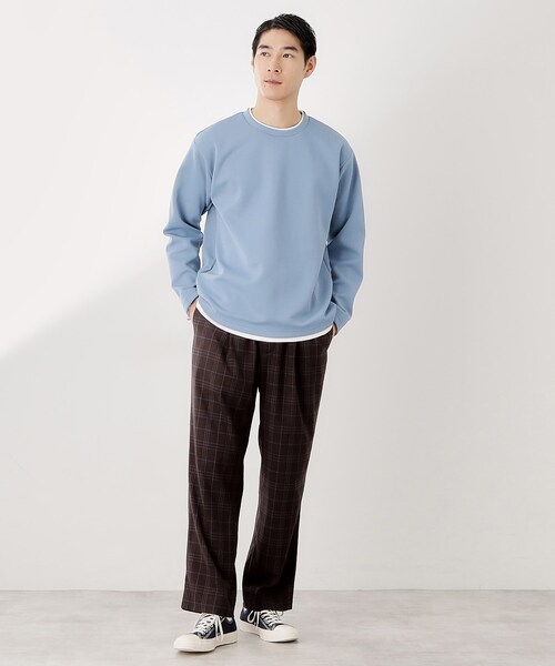 THE SHOP TK （ザ ショップ ティーケー ）の「【ラクして決まる！】レイヤード風長袖Tシャツ 洗濯機OK（Tシャツ/カットソー・メンズ・ダークブラウン/ブルー/オフホワイト/ネイビー・04/03/02）」の21枚目の写真