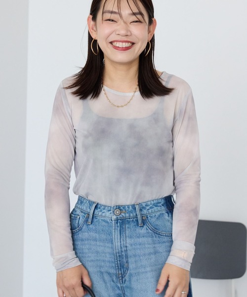 セール】ニュアンス柄プリントシアープルオーバー（Tシャツ/カットソー