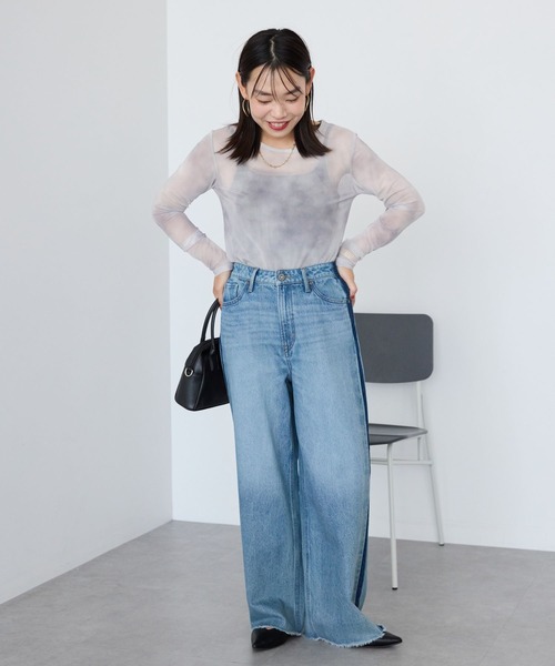 AMERICAN HOLIC（アメリカンホリック）の「ニュアンス柄プリントシアープルオーバー（Tシャツ/カットソー・レディース・グレー/パープル・L/M）」の12枚目の写真