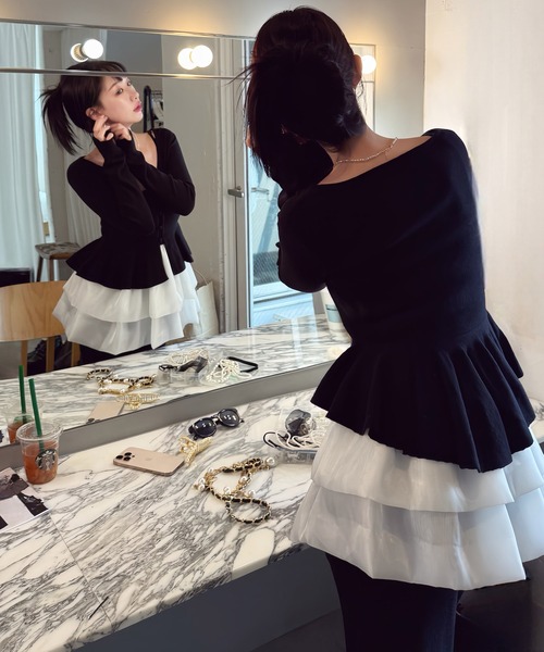 ドッキングペプラムニットアンサンブル（アンサンブル）｜ROYAL PARTY