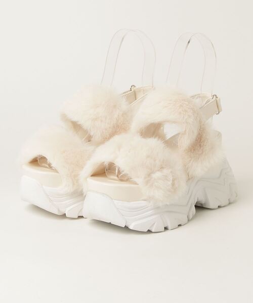 LOVEHUNTER（ラブハンター）の「LOVE HUNTER/ボリュームファー ダブルベルト スニーカーサンダル(2243)（サンダル・レディース・ブラック/アイボリー・M/L/LL/S）」の6枚目の写真