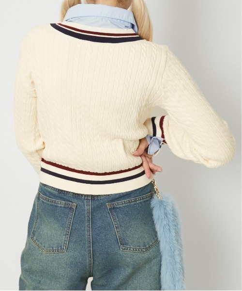 GORGE(ゴージ)の「《ドッキング×フェイクレイヤード》レディース 細ケーブル ニット セーター 春秋冬(ニット/セーター・レディース・ネイビー/グレー/ブラウン/アイボリー・F)」の10枚目の写真