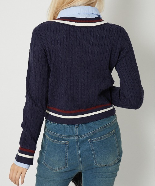 GORGE(ゴージ)の「《ドッキング×フェイクレイヤード》レディース 細ケーブル ニット セーター 春秋冬(ニット/セーター・レディース・ネイビー/グレー/ブラウン/アイボリー・F)」の14枚目の写真