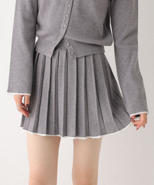 Heather(ヘザー)の「レースプリーツミニスカート 599203(スカート・レディース・ネイビー/グレー/アイボリー・FREE)」の1枚目の写真