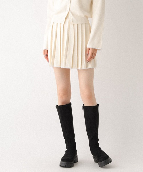 Heather(ヘザー)の「レースプリーツミニスカート 599203(スカート・レディース・ネイビー/グレー/アイボリー・FREE)」の2枚目の写真