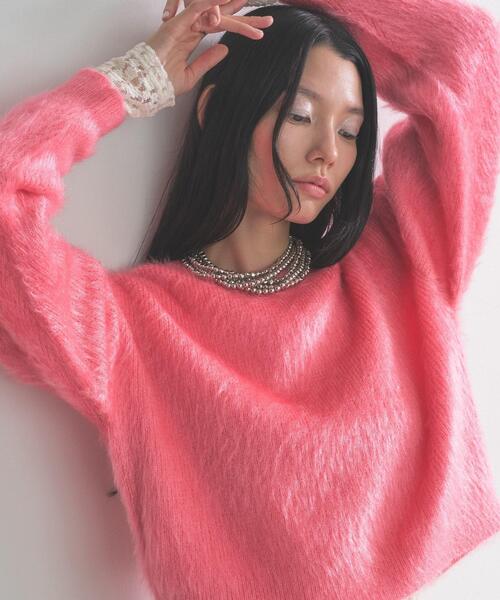 GALLEST(ギャレスト)の「ドロップショルダーシャギーニット(ニット/セーター・レディース・ライトグレー/ホワイト/サックスブルー/ピンク系・38)」の1枚目の写真