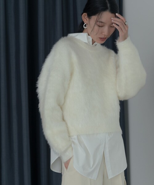 GALLEST(ギャレスト)の「ドロップショルダーシャギーニット(ニット/セーター・レディース・ライトグレー/ホワイト/サックスブルー/ピンク系・38)」の2枚目の写真