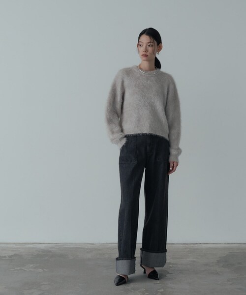 GALLEST(ギャレスト)の「ドロップショルダーシャギーニット(ニット/セーター・レディース・ライトグレー/ホワイト/サックスブルー/ピンク系・38)」の3枚目の写真