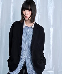 Nora Lily（ノラリリー）の「【Nora Lily】Stripe Panel No-Collar Jacket（テーラードジャケット）」