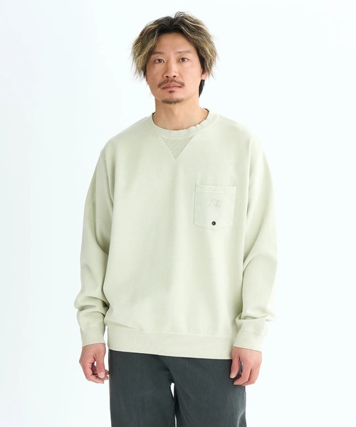 メンズウェア CLUBHAUS Crewneck Light Sweat- Lt.Gray セール】PG DNA SWEAT CREW /クイックシルバー胸ポケットワンポイント