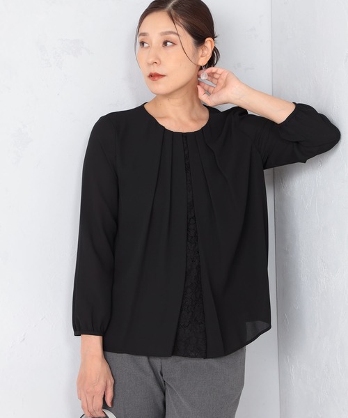 GALLORIA(ギャローリア)の「洗濯機で洗える レースタックブラウス(シャツ/ブラウス・レディース・アイボリー/ブラック・S/M/L/LL)」の2枚目の写真