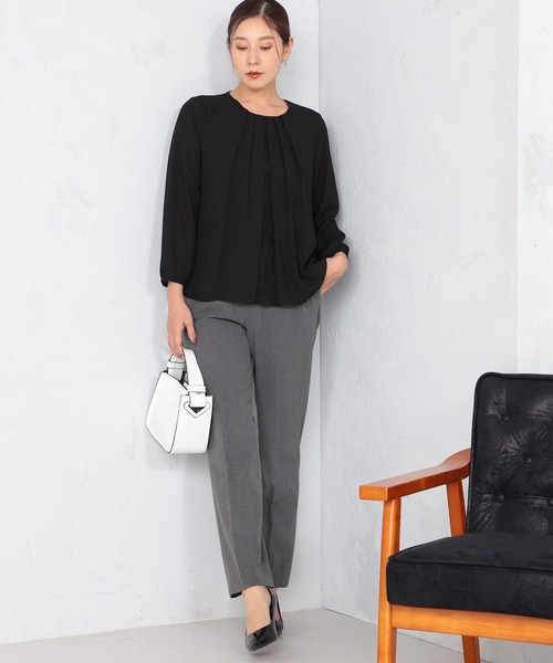 GALLORIA(ギャローリア)の「洗濯機で洗える レースタックブラウス(シャツ/ブラウス・レディース・アイボリー/ブラック・S/M/L/LL)」の5枚目の写真