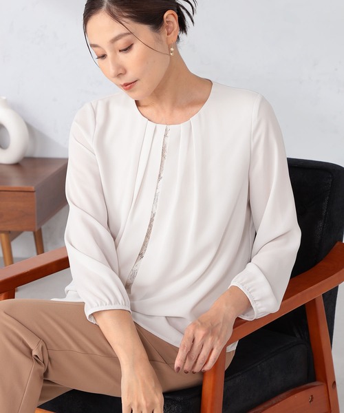 GALLORIA(ギャローリア)の「洗濯機で洗える レースタックブラウス(シャツ/ブラウス・レディース・アイボリー/ブラック・S/M/L/LL)」の8枚目の写真