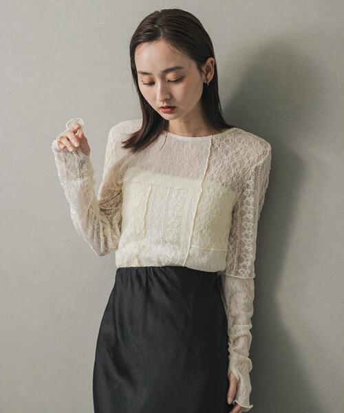 SENSE OF PLACE by URBAN RESEARCH（センスオブプレイスバイアーバンリサーチ）の「パッチワークレーストップ（Tシャツ/カットソー・レディース・アイボリー/ブラック/ブラウン・ONE）」の22枚目の写真