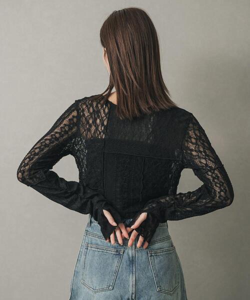 SENSE OF PLACE by URBAN RESEARCH（センスオブプレイスバイアーバンリサーチ）の「パッチワークレーストップ（Tシャツ/カットソー・レディース・アイボリー/ブラック/ブラウン・ONE）」の16枚目の写真