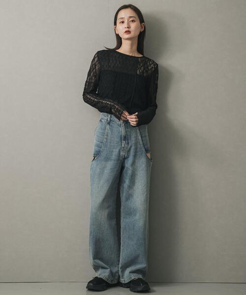 SENSE OF PLACE by URBAN RESEARCH（センスオブプレイスバイアーバンリサーチ）の「パッチワークレーストップ（Tシャツ/カットソー・レディース・アイボリー/ブラック/ブラウン・ONE）」の17枚目の写真