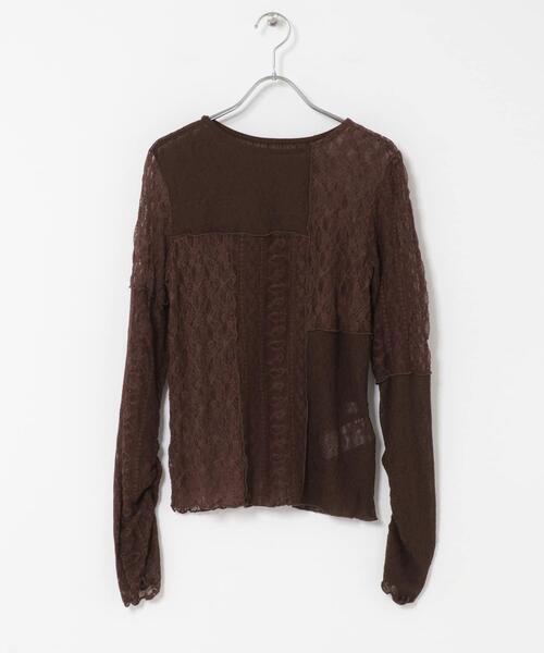 SENSE OF PLACE by URBAN RESEARCH（センスオブプレイスバイアーバンリサーチ）の「パッチワークレーストップ（Tシャツ/カットソー・レディース・アイボリー/ブラック/ブラウン・ONE）」の14枚目の写真