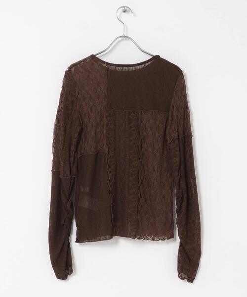 SPACE TRIBE パッチワーク長袖カットソー SPACE TRIBE パッチワーク