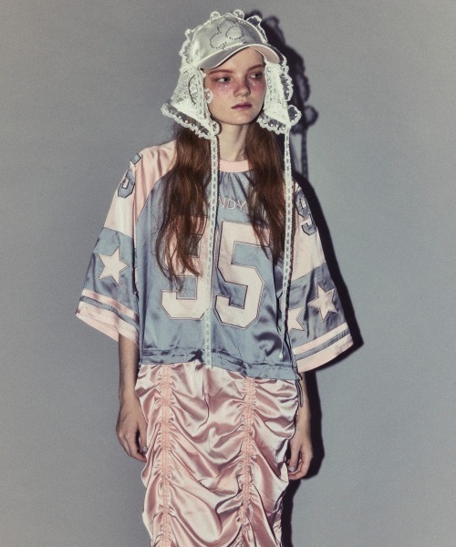 Candy Stripper(キャンディストリッパー)の「3WAY LACE SCARF キャップ(キャップ・レディース・オフホワイト/ブラック・FREE)」の6枚目の写真