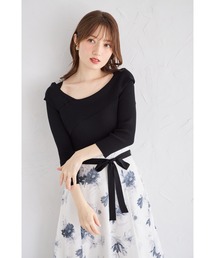 サイドリボン付きツイードドッキングミニワンピース（ワンピース