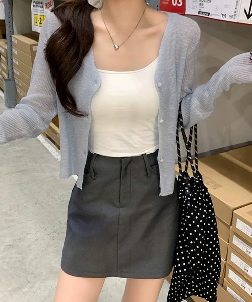 VIBGYOR（ヴィブジョー）の「【EIZZ/アイズ】シアーニット Vネック カーディガン（カーディガン/ボレロ・レディース・ピンク/オフホワイト/ブラック/ライトブルー・FREE）」の17枚目の写真