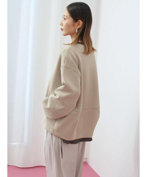 Samansa Mos2 blue（サマンサモスモスブルー）の「ダンボールクルーネックジャケット（ノーカラージャケット・レディース・ライトベージュ/チャコールグレー/ブラウン・F）」の20枚目の写真