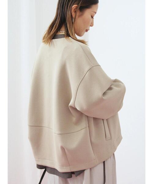 Samansa Mos2 blue（サマンサモスモスブルー）の「ダンボールクルーネックジャケット（ノーカラージャケット・レディース・ライトベージュ/チャコールグレー/ブラウン・F）」の21枚目の写真