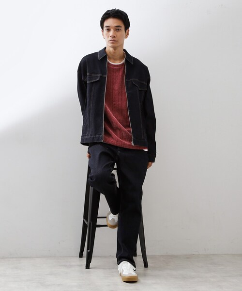 THE SHOP TK (ザ ショップ ティーケー )の「コットンデニムブルゾン 【セットアップ可】(デニムジャケット・メンズ・ブラック/ネイビー・04/03/02)」の3枚目の写真