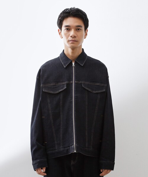 THE SHOP TK (ザ ショップ ティーケー )の「コットンデニムブルゾン 【セットアップ可】(デニムジャケット・メンズ・ブラック/ネイビー・04/03/02)」の5枚目の写真