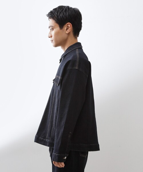 THE SHOP TK (ザ ショップ ティーケー )の「コットンデニムブルゾン 【セットアップ可】(デニムジャケット・メンズ・ブラック/ネイビー・04/03/02)」の6枚目の写真