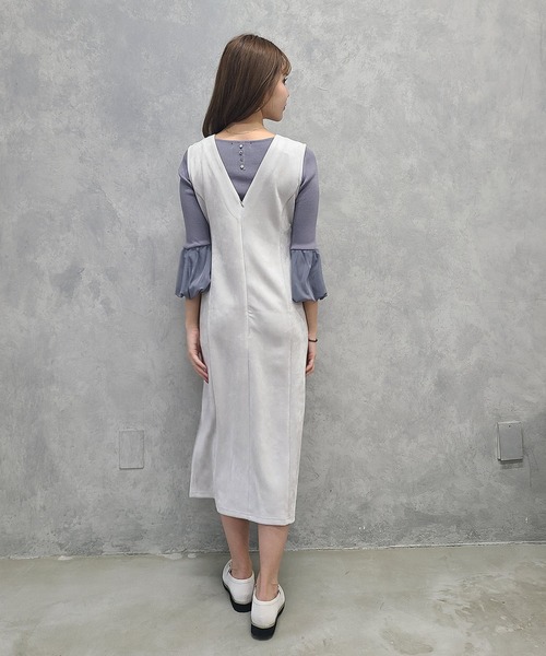 12Twelve Agenda（トゥエルブ　アジェンダ）の「フェイクスエード前釦ナロージャンスカ（ジャンパースカート・レディース・チャコールグレー/グレイッシュベージュ/キャメル・M）」の18枚目の写真