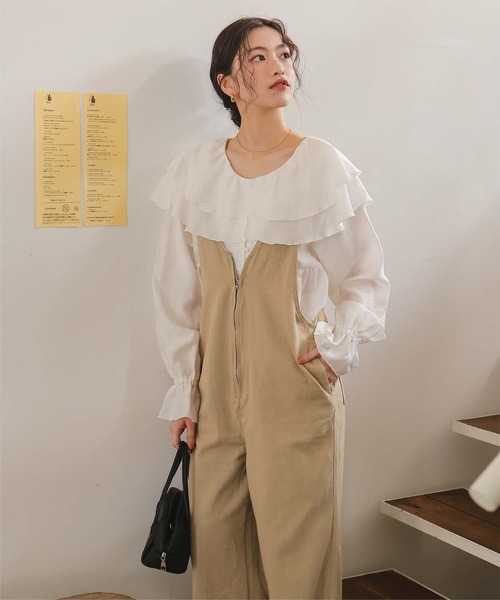 titivate(ティティベイト)の「フロントファスナーデザインデニムキャミソールサロペット(サロペット/オーバーオール・レディース・ベージュ/ブルー/ライトブルー・SP/L/M/S)」の6枚目の写真