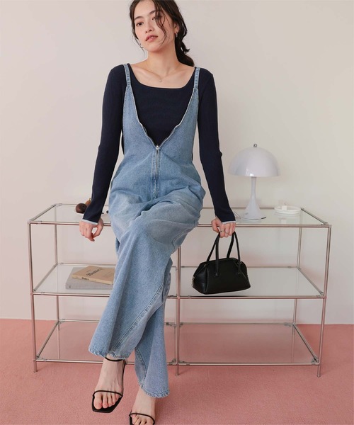 titivate(ティティベイト)の「フロントファスナーデザインデニムキャミソールサロペット(サロペット/オーバーオール・レディース・ベージュ/ブルー/ライトブルー・SP/L/M/S)」の20枚目の写真