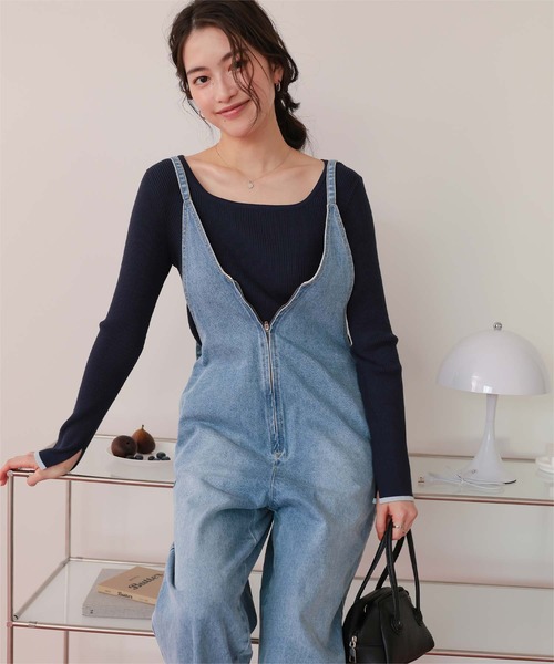 titivate(ティティベイト)の「フロントファスナーデザインデニムキャミソールサロペット(サロペット/オーバーオール・レディース・ベージュ/ブルー/ライトブルー・SP/L/M/S)」の21枚目の写真