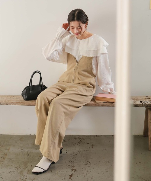 titivate(ティティベイト)の「フロントファスナーデザインデニムキャミソールサロペット(サロペット/オーバーオール・レディース・ベージュ/ブルー/ライトブルー・SP/L/M/S)」の7枚目の写真