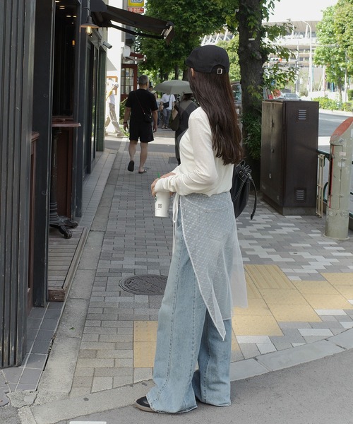 Reurie'(レウリィ)の「レースラップスカート / シアー素材 花柄 ドット リボン レイヤード シンプル 白 ホワイト(スカート・レディース・ホワイト・FREE)」の11枚目の写真