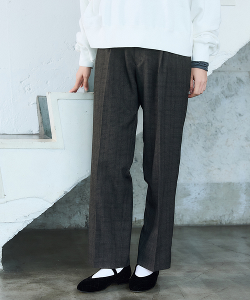 BLACK チェックタックパンツ（スラックス）｜IENA（イエナ）の