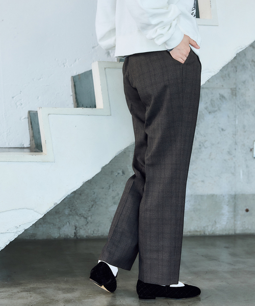 BLACK チェックタックパンツ（スラックス）｜IENA（イエナ）の