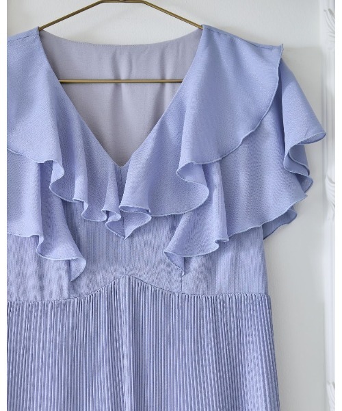 LANTINAM（ランティナム）の「Frill Pleated Tiered Dress（ワンピース・レディース・イエロー/ブルー・MEDIUM/SMALL）」の16枚目の写真