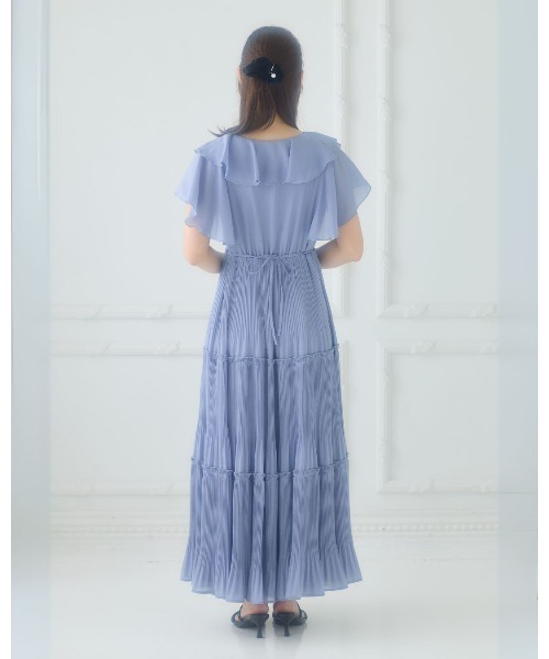 LANTINAM（ランティナム）の「Frill Pleated Tiered Dress（ワンピース・レディース・イエロー/ブルー・MEDIUM/SMALL）」の12枚目の写真