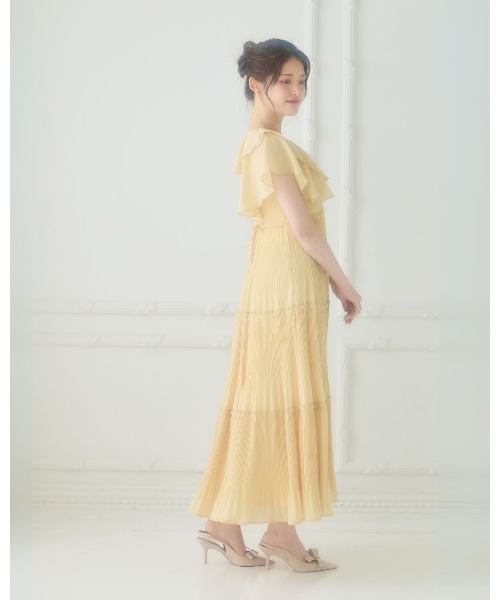 LANTINAM（ランティナム）の「Frill Pleated Tiered Dress（ワンピース・レディース・イエロー/ブルー・MEDIUM/SMALL）」の10枚目の写真