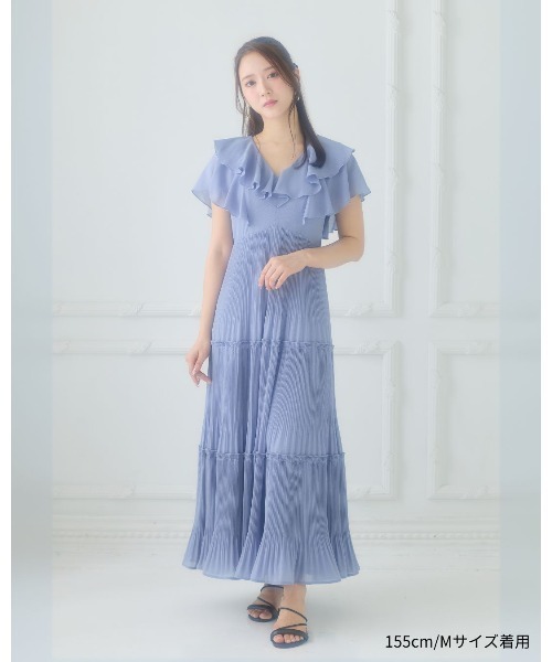 LANTINAM（ランティナム）の「Frill Pleated Tiered Dress（ワンピース・レディース・イエロー/ブルー・MEDIUM/SMALL）」の11枚目の写真