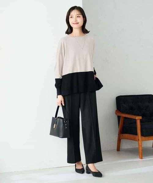 a.v.v(アーヴェヴェ)の「バイカラーニット【新色追加】(ニット/セーター・レディース・レッド/グレー系その他/グレー/ブルー・36/40/38)」の18枚目の写真