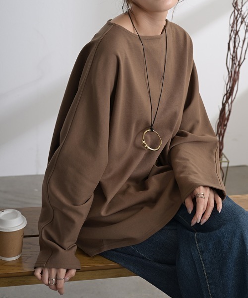 HUG.U(ハグユー)の「綿ポンチロンT 「防汚加工つき」(Tシャツ/カットソー・レディース・ホワイト/ライトグレー/ブラック/ダークブラウン/ネイビー/レッド/カーキ/ダークグレー・FREE)」の5枚目の写真