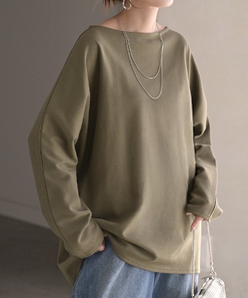 HUG.U(ハグユー)の「綿ポンチロンT 「防汚加工つき」(Tシャツ/カットソー・レディース・ホワイト/ライトグレー/ブラック/ダークブラウン/ネイビー/レッド/カーキ/ダークグレー・FREE)」の6枚目の写真