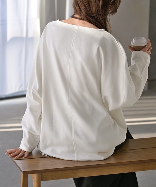 HUG.U(ハグユー)の「綿ポンチロンT 「防汚加工つき」(Tシャツ/カットソー・レディース・ホワイト/ライトグレー/ブラック/ダークブラウン/ネイビー/レッド/カーキ/ダークグレー・FREE)」の14枚目の写真