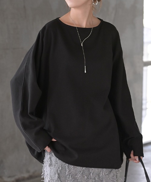 HUG.U(ハグユー)の「綿ポンチロンT 「防汚加工つき」(Tシャツ/カットソー・レディース・ホワイト/ライトグレー/ブラック/ダークブラウン/ネイビー/レッド/カーキ/ダークグレー・FREE)」の22枚目の写真