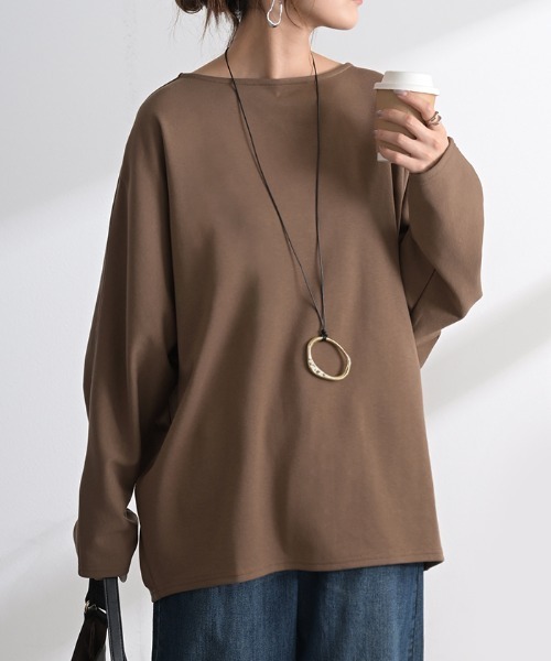 HUG.U(ハグユー)の「綿ポンチロンT 「防汚加工つき」(Tシャツ/カットソー・レディース・ホワイト/ライトグレー/ブラック/ダークブラウン/ネイビー/レッド/カーキ/ダークグレー・FREE)」の11枚目の写真